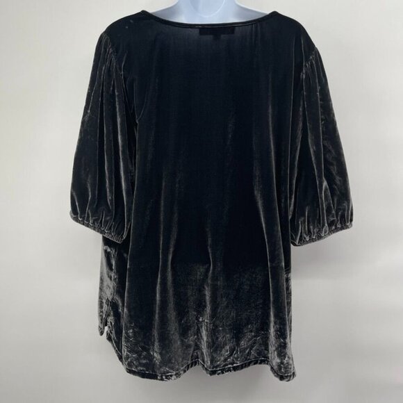 The Loft Plus Size Crushed Velvet Puff Sleeve V-Neck Blouse Top Shirt Grey 16 - Picture 6 of 10